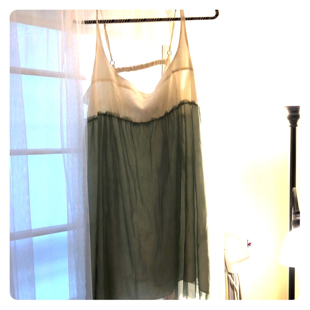 Vera Wang white and light green tulle dress.